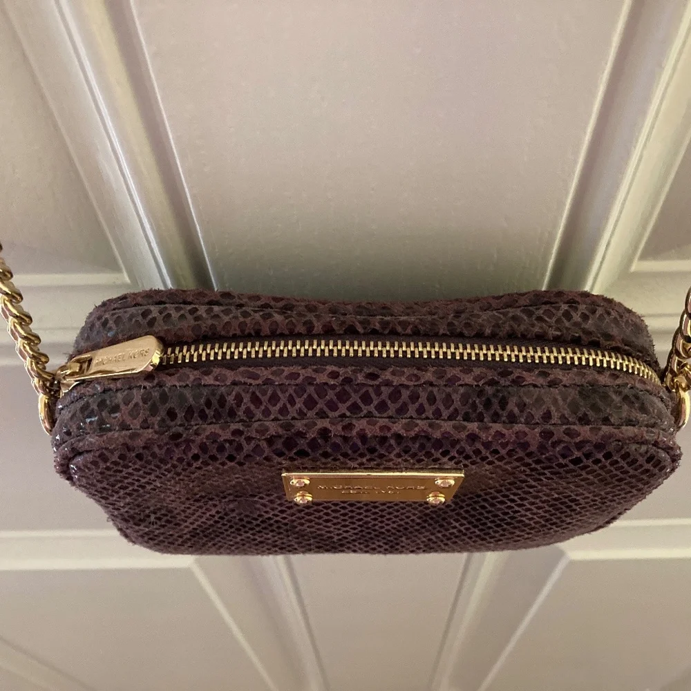 Michael Kors Purple Snake Embossed Leather Jet Set Crossbody Bag/$138 RETAIL/NEW